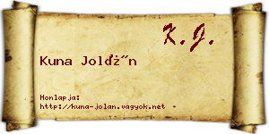 Kuna Jolán névjegykártya