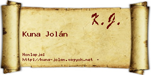 Kuna Jolán névjegykártya